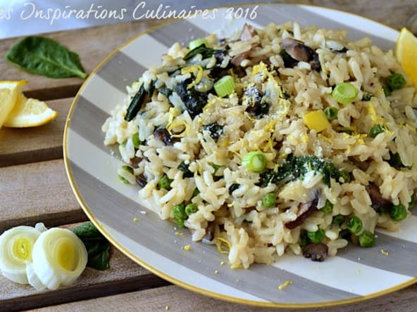 Risotto aux petits pois et champignons