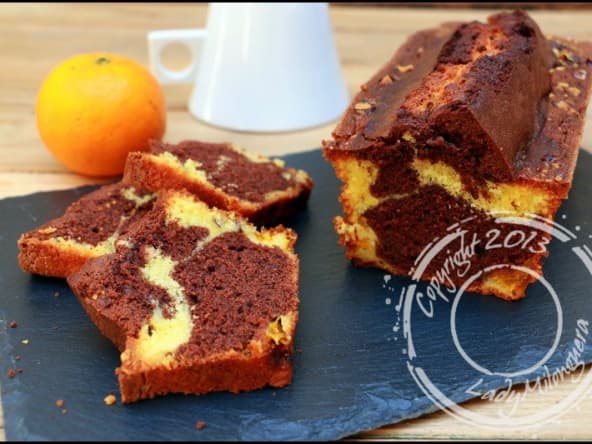 Cake marbré aux clémentines, chocolat et noisettes