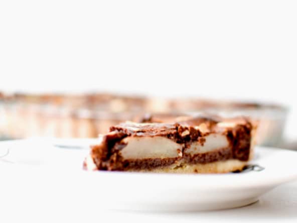 Tarte aux poires, chocolat et amandes