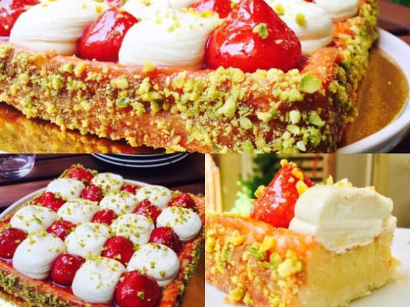 Tarte aux fraises et crème pistache d'après Christophe Michalak