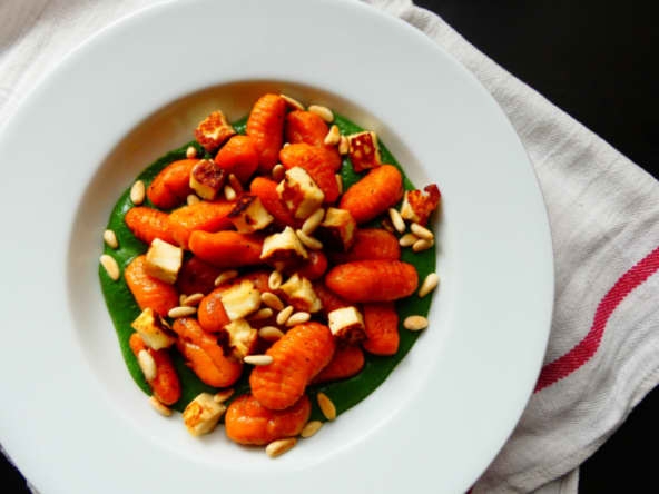Gnocchi de patate douce, crème d’épinards