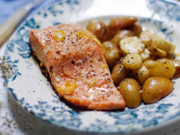 Saumon mi cuit citron gingembre