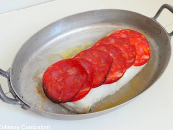 Dos de cabillaud au chorizo
