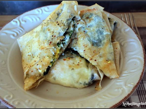 Bricks à l'oeuf aux épinards et mozzarella