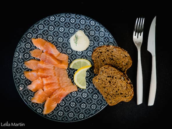 Gravlax de truite d’Alsace à la vanille et aux agrumes