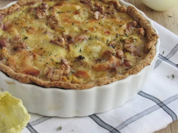 Tarteau poulet, chou vert et Munster