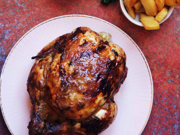 Poulet rôti moutarde, miel et vinaigre balsamique