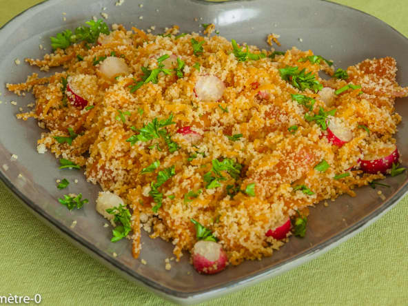 Salade de carottes rapées à la semoule et à la truite fumée