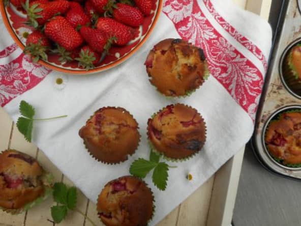 Muffins fraises et chocolat blanc