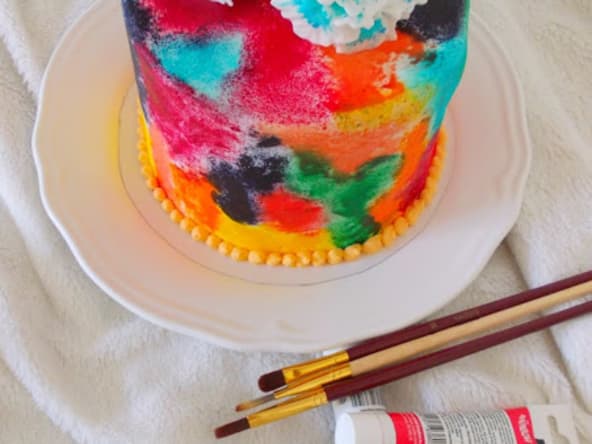 Layer cake aquarelle fraise orange sanguine