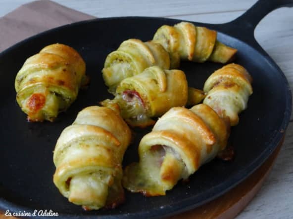 Croissants salés jambon cru, pesto, mozza pour l'apéro