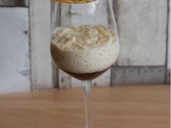 Riz au lait et crème de marron, tuile fine au riz soufflé de Christophe Michalak