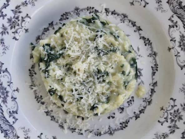Risotto de saison aux épinards et au fromage de chèvre de Jamie Oliver