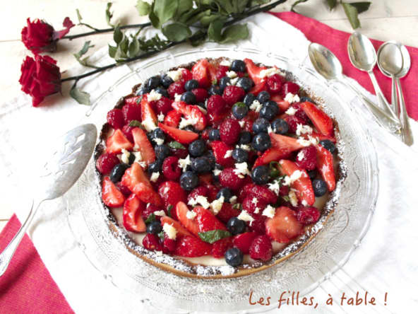 Tarte aux fruits rouges sur panna cotta