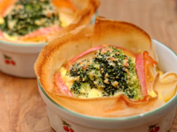 Quichettes de truite fumée aux brocolis