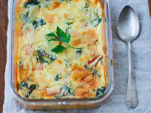 Clafoutis crémeux, blettes et parmesan