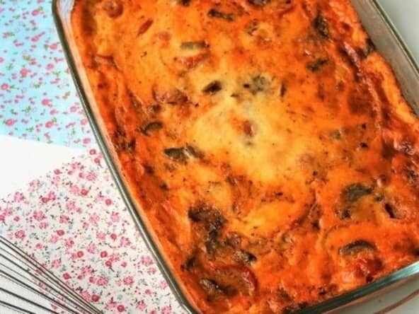 Clafoutis Bio aux poivrons,champignons, tomates cerises, ricotta