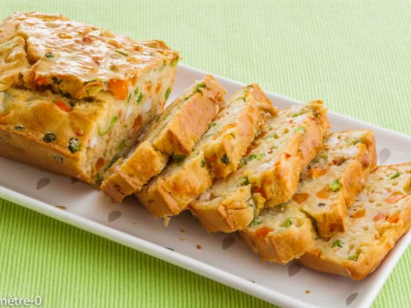 Cake aux langoustines et aux petits légumes