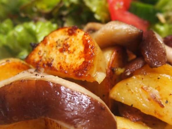 Pommes de terre sautées aux champignons shiitaké