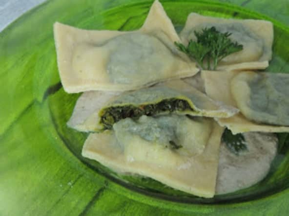 Ravioles aux épinards et tomates confites