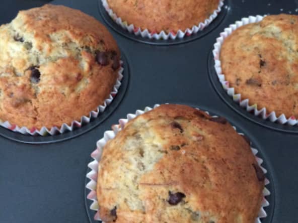 Muffins aux bananes et aux pépites de chocolat