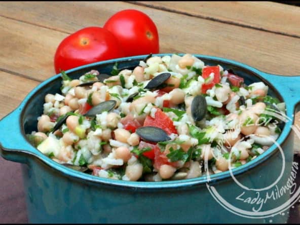Salade de riz et haricots blancs
