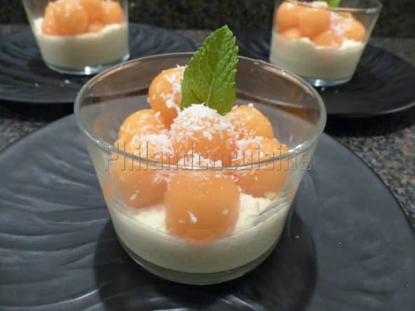 Billes de melon à la crème de coco