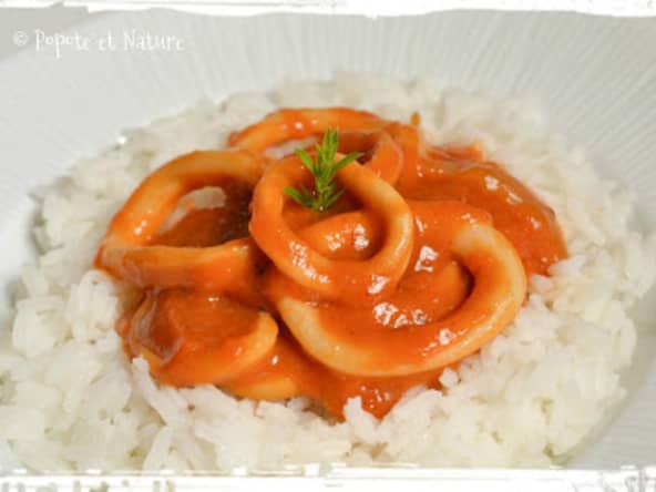 Calamars à la bisque de crevettes maison