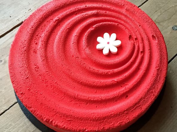 Entremets fraises, rhubarbe