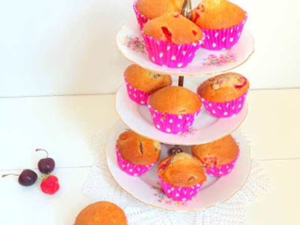 Muffins fraises - cerises