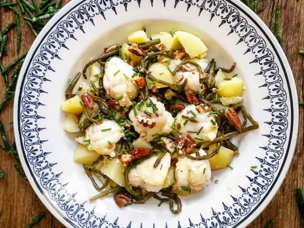 Médaillons de lotte aux salicornes et à l’orange