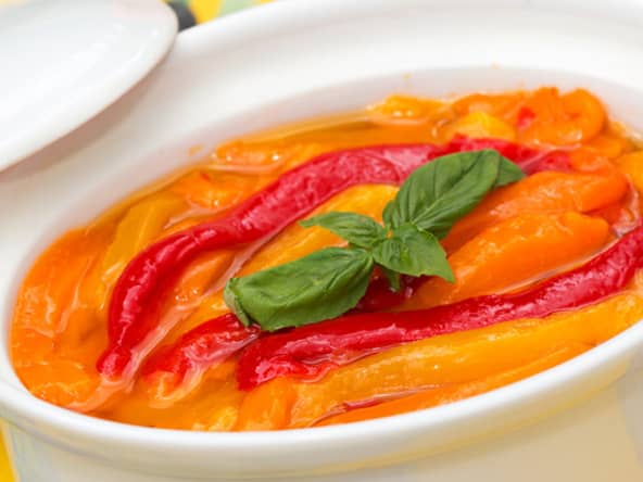 Poivrons à l'huile d'olive en terrine