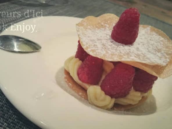 Millefeuille framboises feuilles de brick