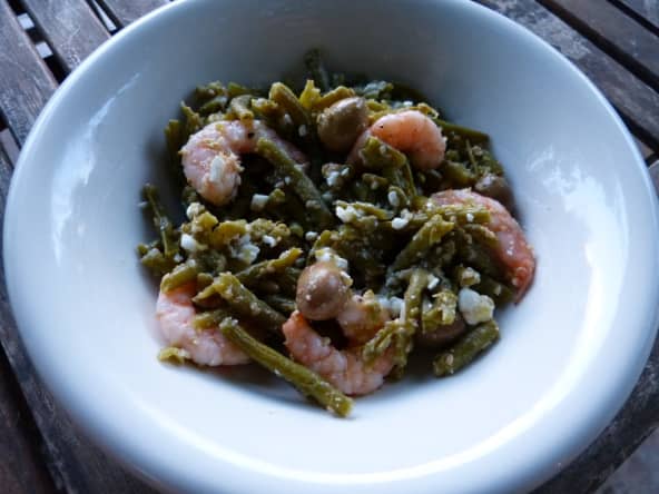 Salade aux haricots verts et crevettes