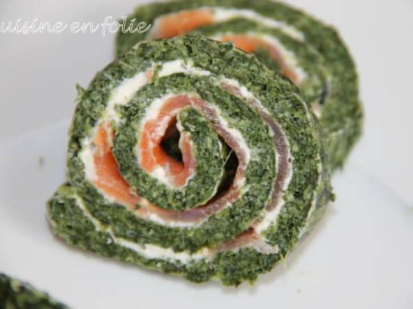 Roulé épinards et saumon
