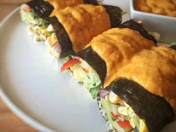 Maki burritos et guacamole à la mangue