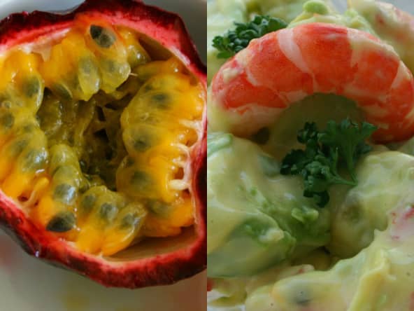 Verrine avocat crevettes et fruit de la passion