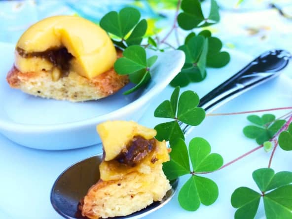 Sablés aux quatre-épices et son crémeux yuzu-citron coeur confiture d'olives