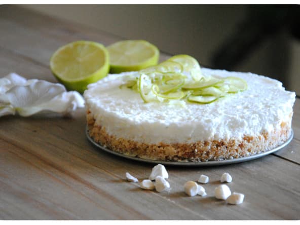 Cheesecake aux citrons vert, noix de coco et cantuccini