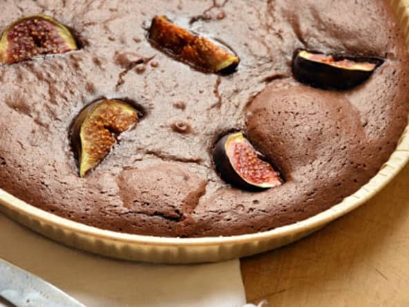 Fondant au chocolat, figues et liqueur à l'anis