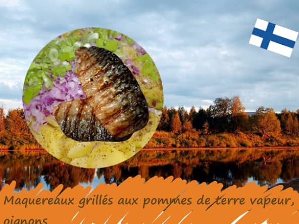 Maquereaux aux pommes de terre, échalotes, oignons et tomates cocktail