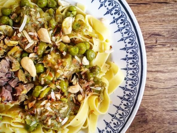 Navarin d'agneau coco, curry et petits pois