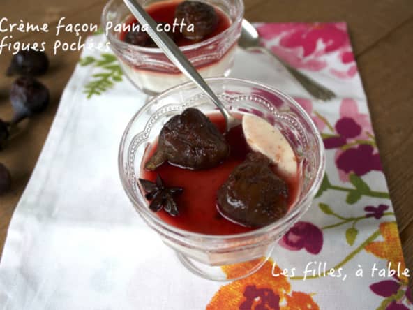 Crème façon panna cotta, figues pochées