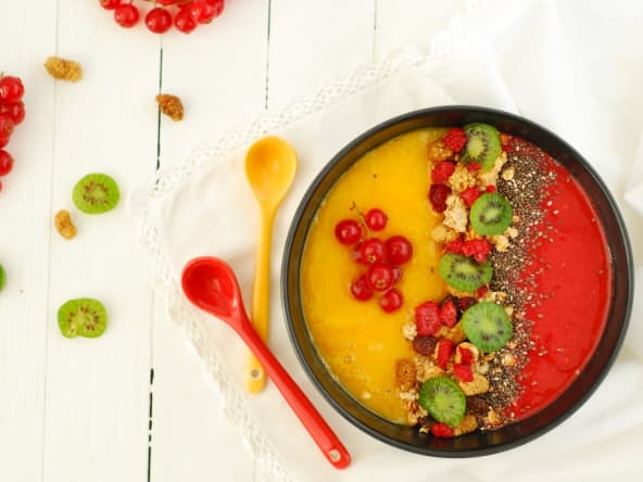 Smoothie bowl mangue framboise bicolore