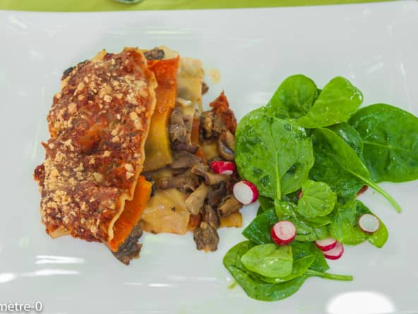 Lasagnes aux poivrons, cèpes et parmesan