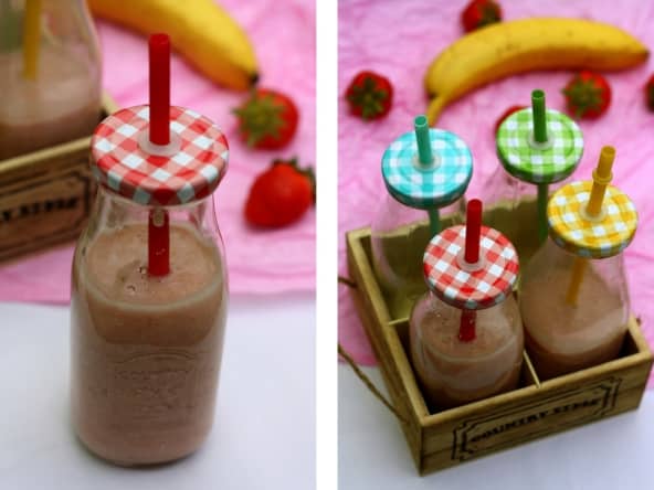 Smoothie à l'avoine, fraises et banane