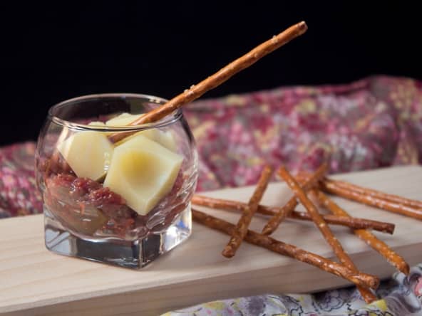 Verrine fromage Emmental, chutney de figues
