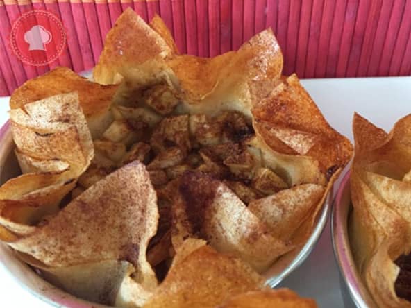 Tartelettes aux pommes légères sur feuilles de brick