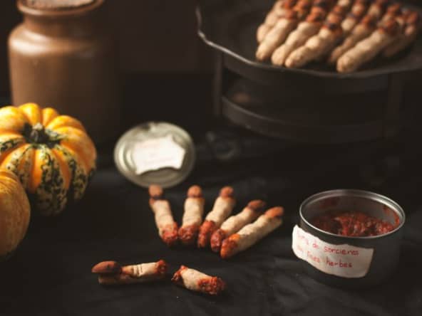 Apéro d'Halloween : Doigts de sorcières et sang de sorcières aux fines herbes