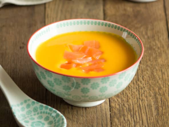 Velouté de patates douces et saumon fumé